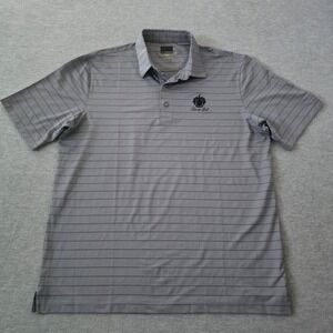 Greg Norman PlayDry Trump Golf Polo Shirt Men's Large Gray Striped Short Sleeve